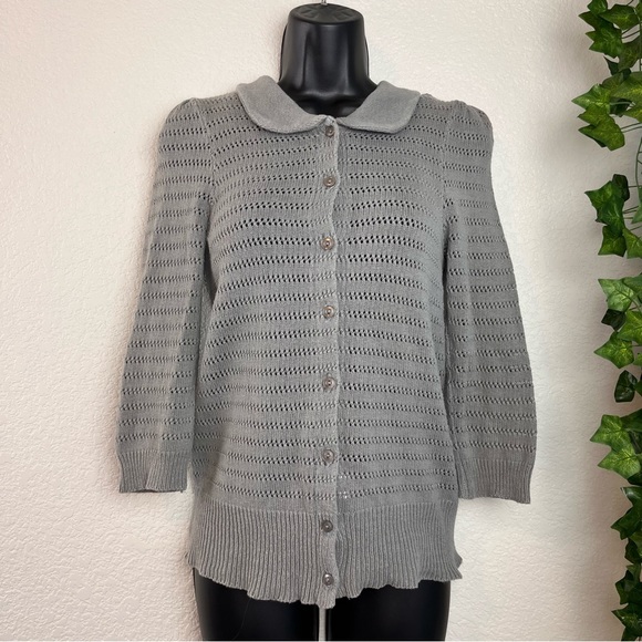 Vintage 80s Cream Peter Pan Collar Cardigan